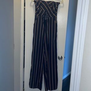 Navy strapless jumpsuit